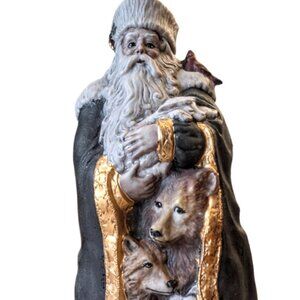 Vintage Hand Painted Signed Old World Santa Wild Animals From Provincial Mold